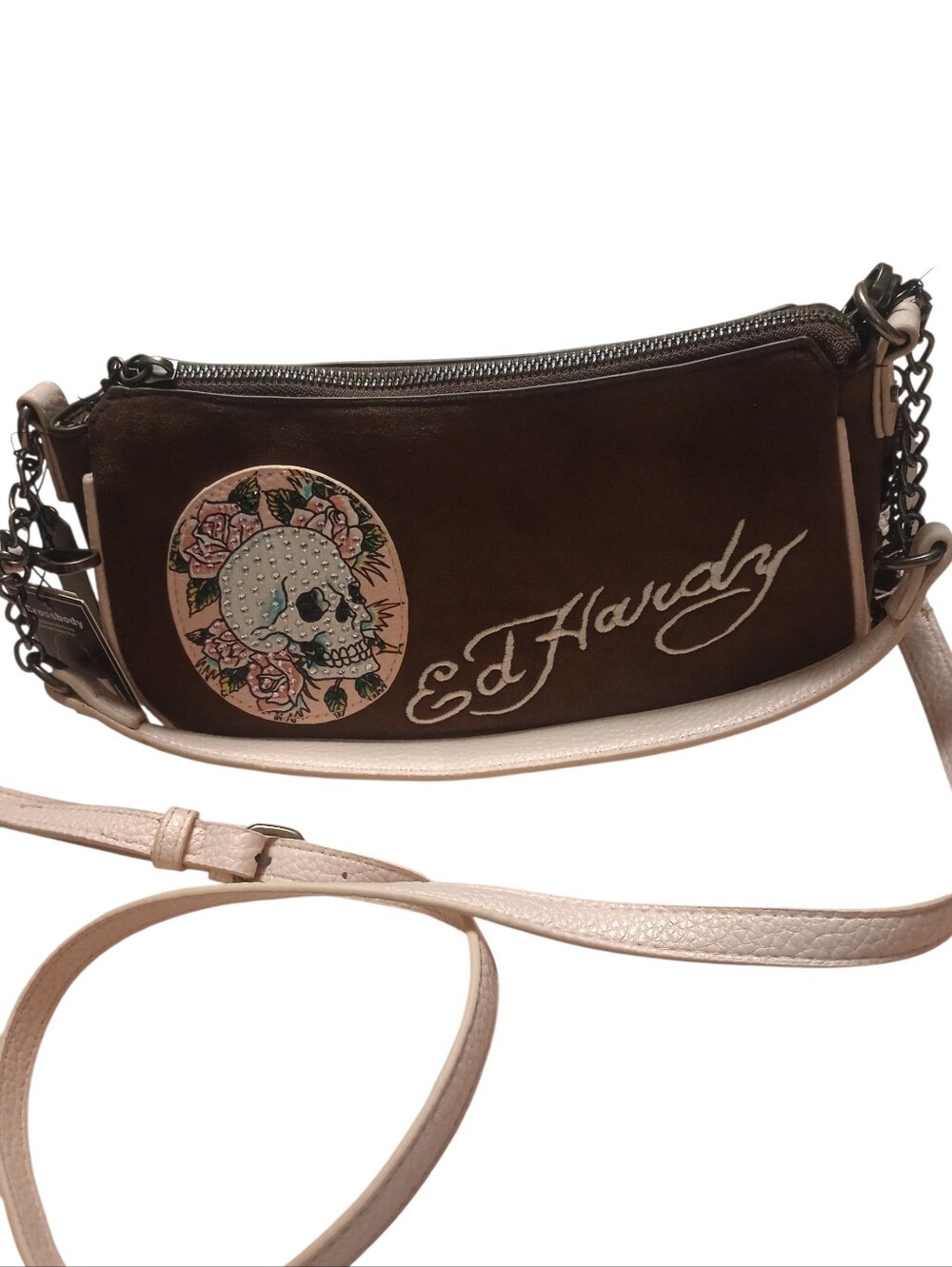 Ed Hardy Skull Brown Crossbody Handbag, NWT